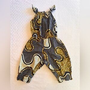 African Print Baby Romper Ankara Jumpsuit Navy Mustard 12–18M